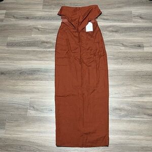 Rumer Small Bandana Maxi Dress Chocolate Brown Linen Cutouts Revolve Roam NWT